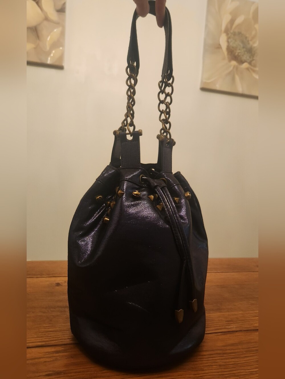 Disney Nightmare Before Christmas Drawstring Bucket Bag with Chain Handles NWOT